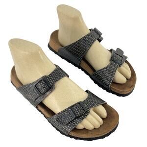 Birkenstock Papillio Sydney Black Birko Flor Slide Sandals Women's 8 Pre-Owned
